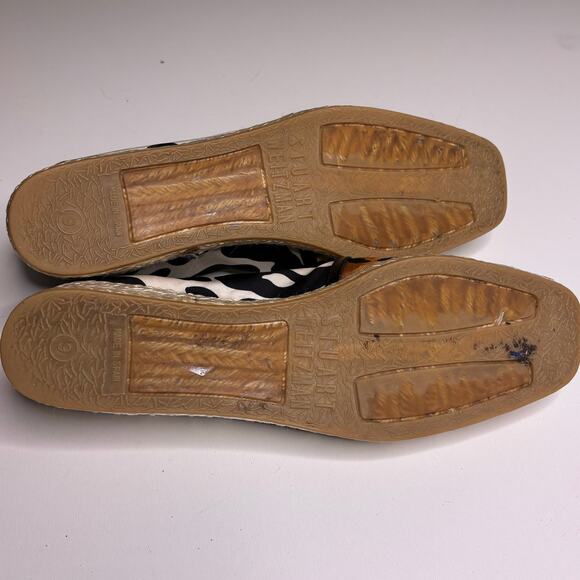 Stuart Weitzman Animal Print Slip On Mini Wedge Espadrilles Square Toe 9 - Picture 9 of 10